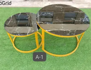 Luxurious Marble Nesting Coffee Table (Glass Effect) Black