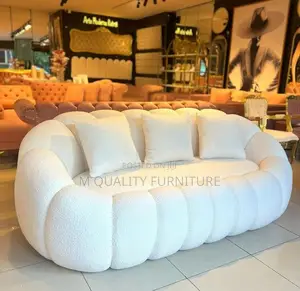 3 Seater C Shaped Modern Bubble Sofa With Throw Pillows