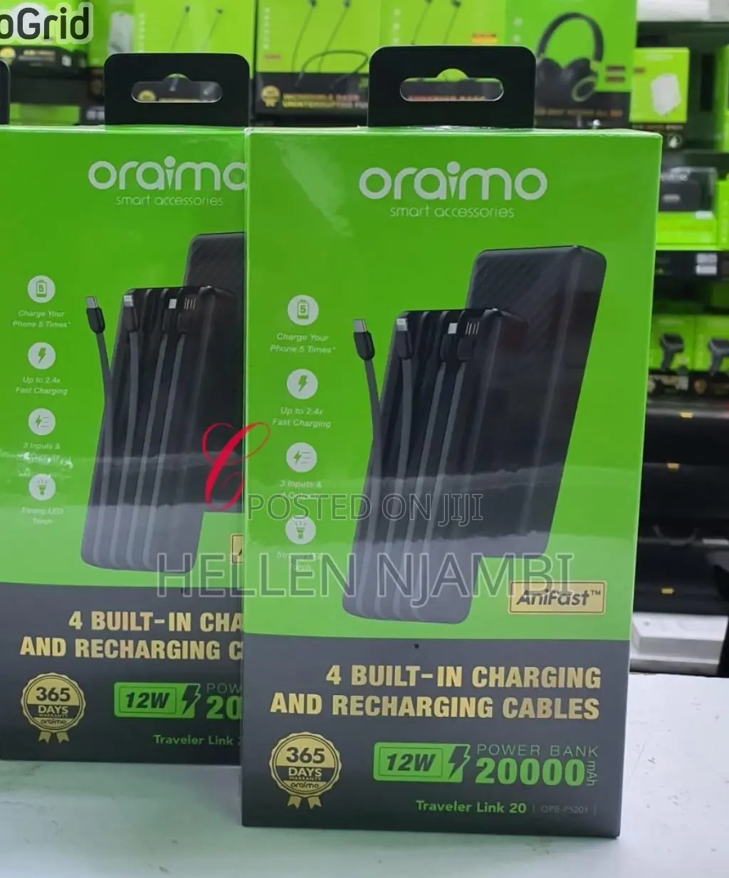 Oraimo 20000mah Power Bank Has 4 Charging Recharging Cables