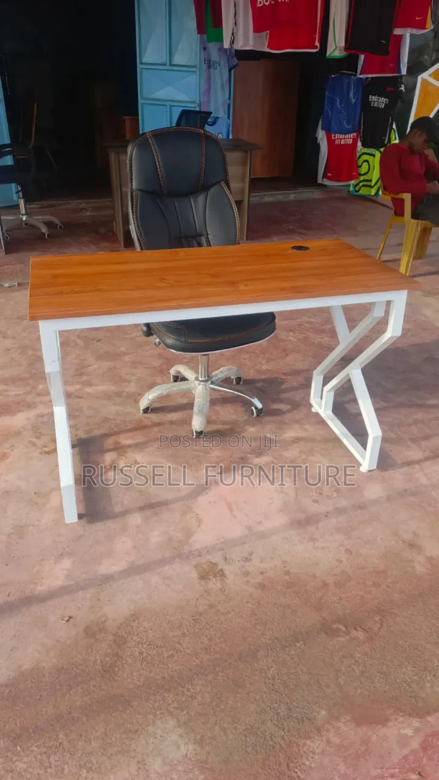 Metallic Office Chair and Leather Chair