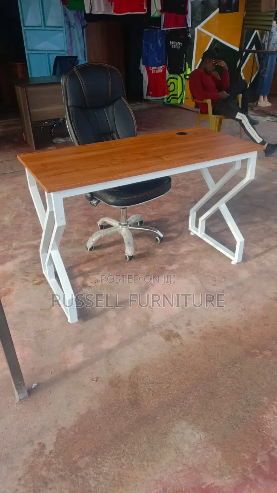 Imported Leather Chair and Metallic Office Desk
