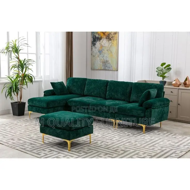 Dark Green 5 Seater L Shaped Modern Design Sofa