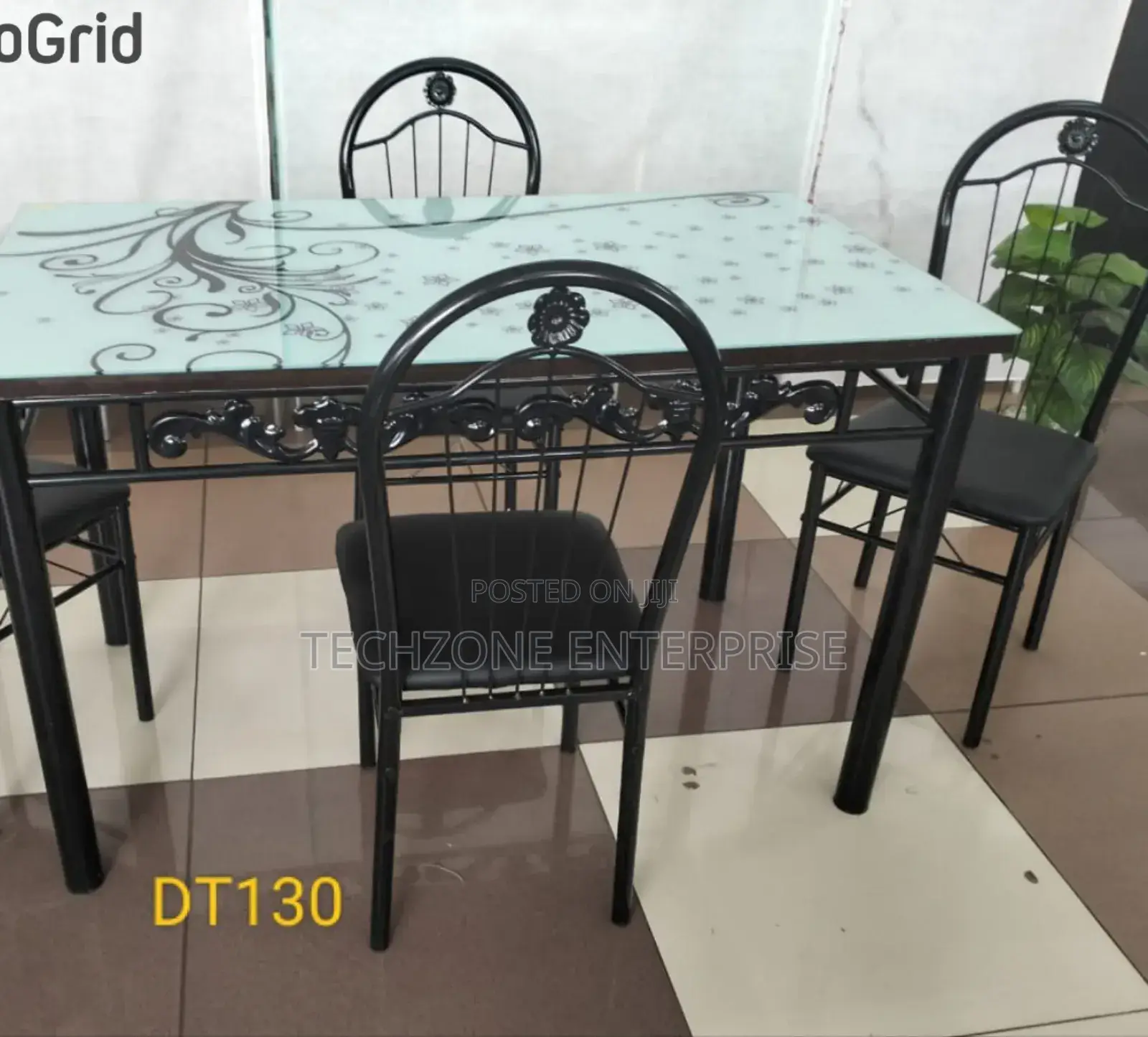 Executive White 4 Sitter Black and White Dinning Table