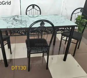 Executive White 4 Sitter Black and White Dinning Table