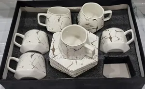 Marble White Cups and Saucers