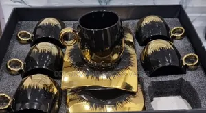 Black Gold Cups and Saucers in Stock