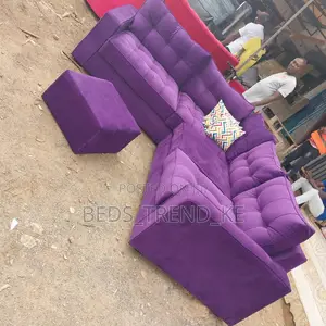 Executive Pink 6 Seater L Seat Sofa With a Puff