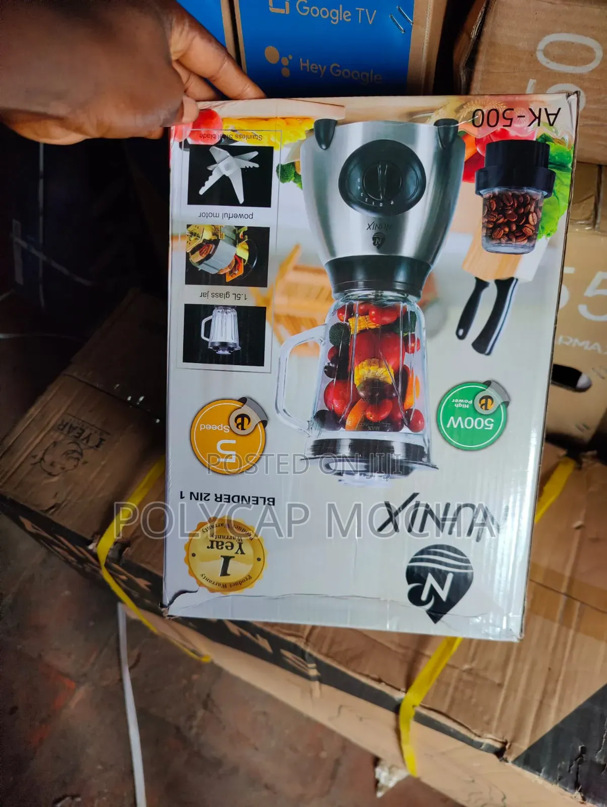 Nunix Ak-500 Blender 1.5l Glass Jug, 500w, With Grinder