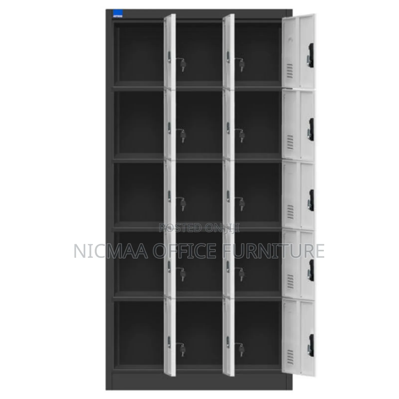 Secure Steel Locker With 15 Lockable Compartments