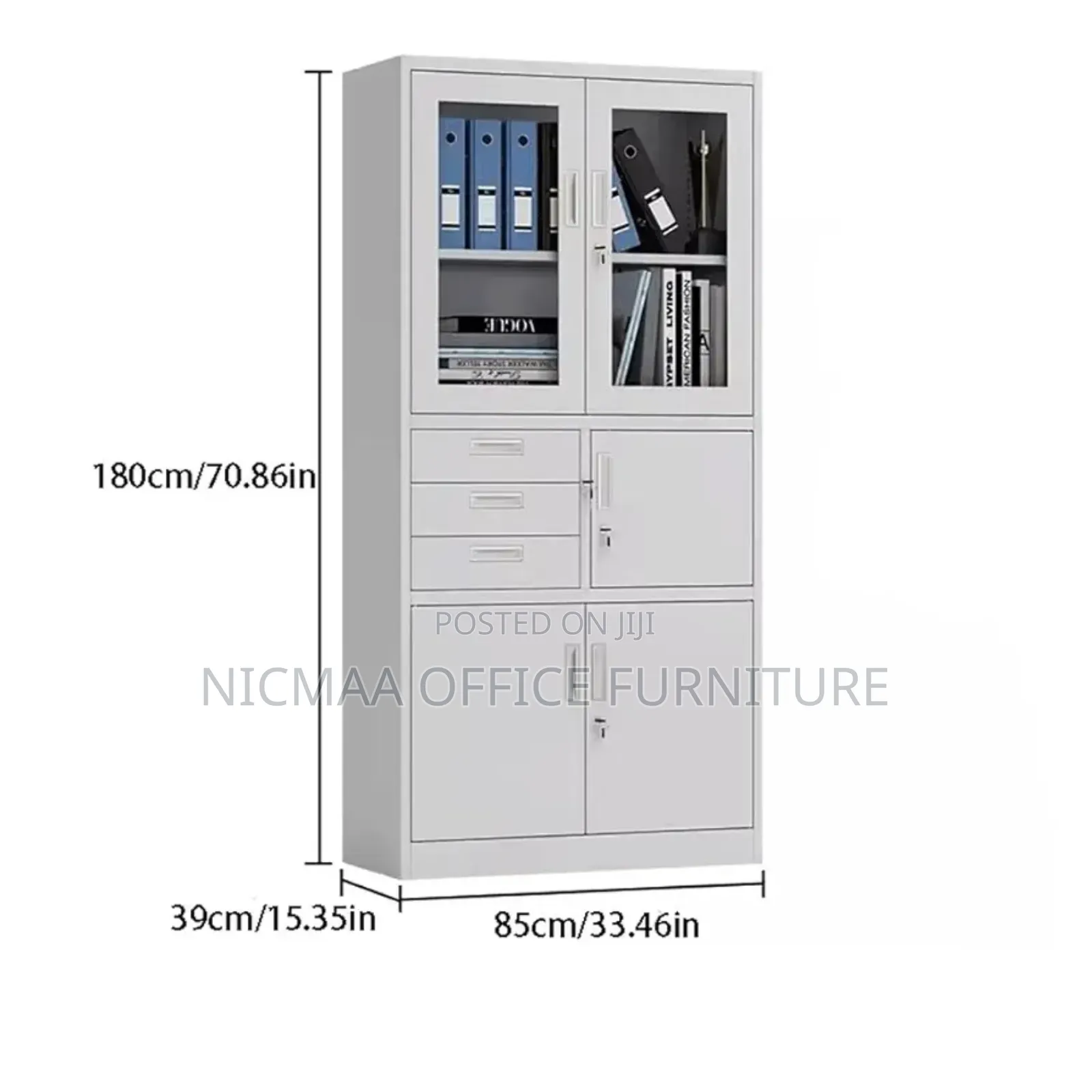 Secure Glass Filing Cabinet With Adjustable Shelves