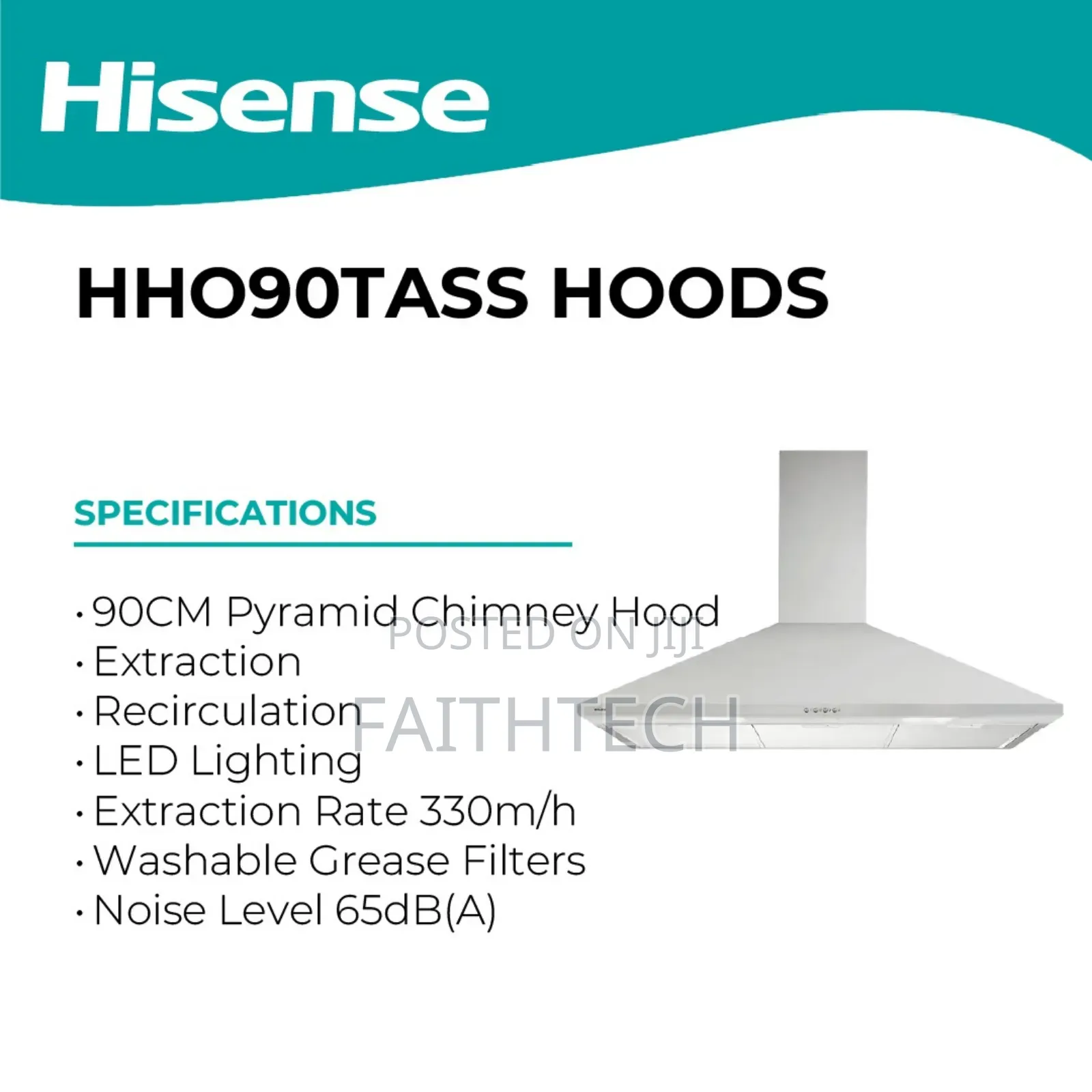 *Hisense Cooker Hood Pyramid Chimney 60cmx90cm