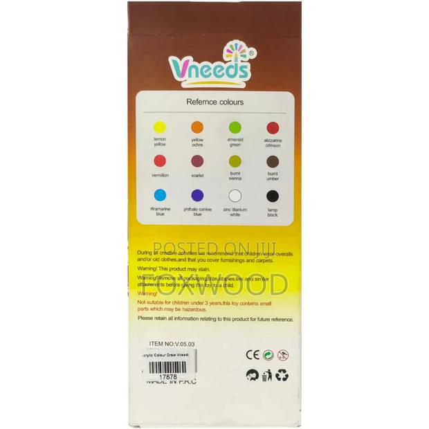 12ml Vneeds Acrylic Colours 12pcs Pack - thumbnail 4