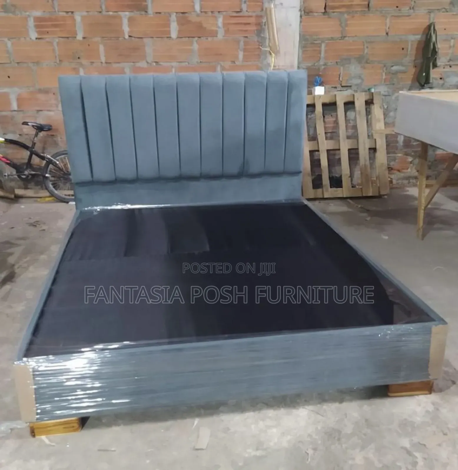 Modern Grey Velvet Bed Frame Size 5 by 6