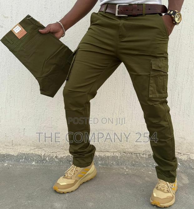 Quality Cargo Hard Khaki Side Pocket Men Trousers - main view
