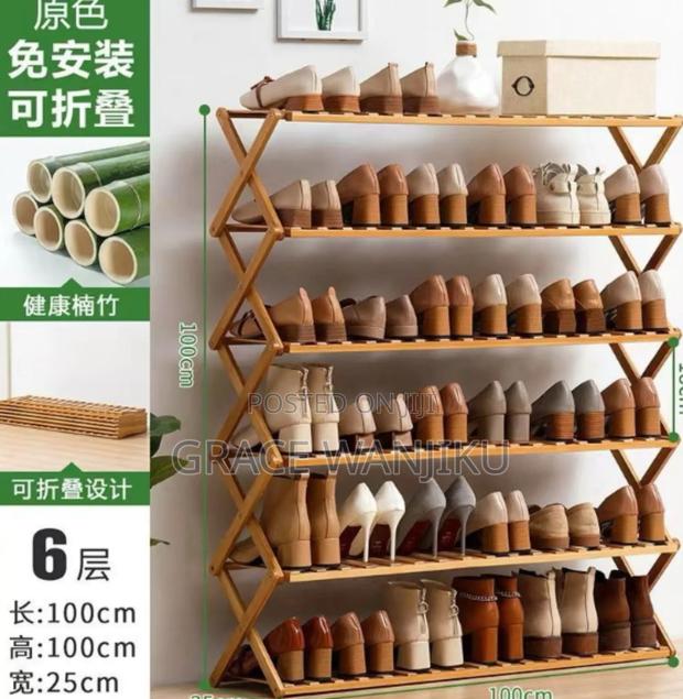 *6-tier Folable Bamboo Shoe Rack Stand