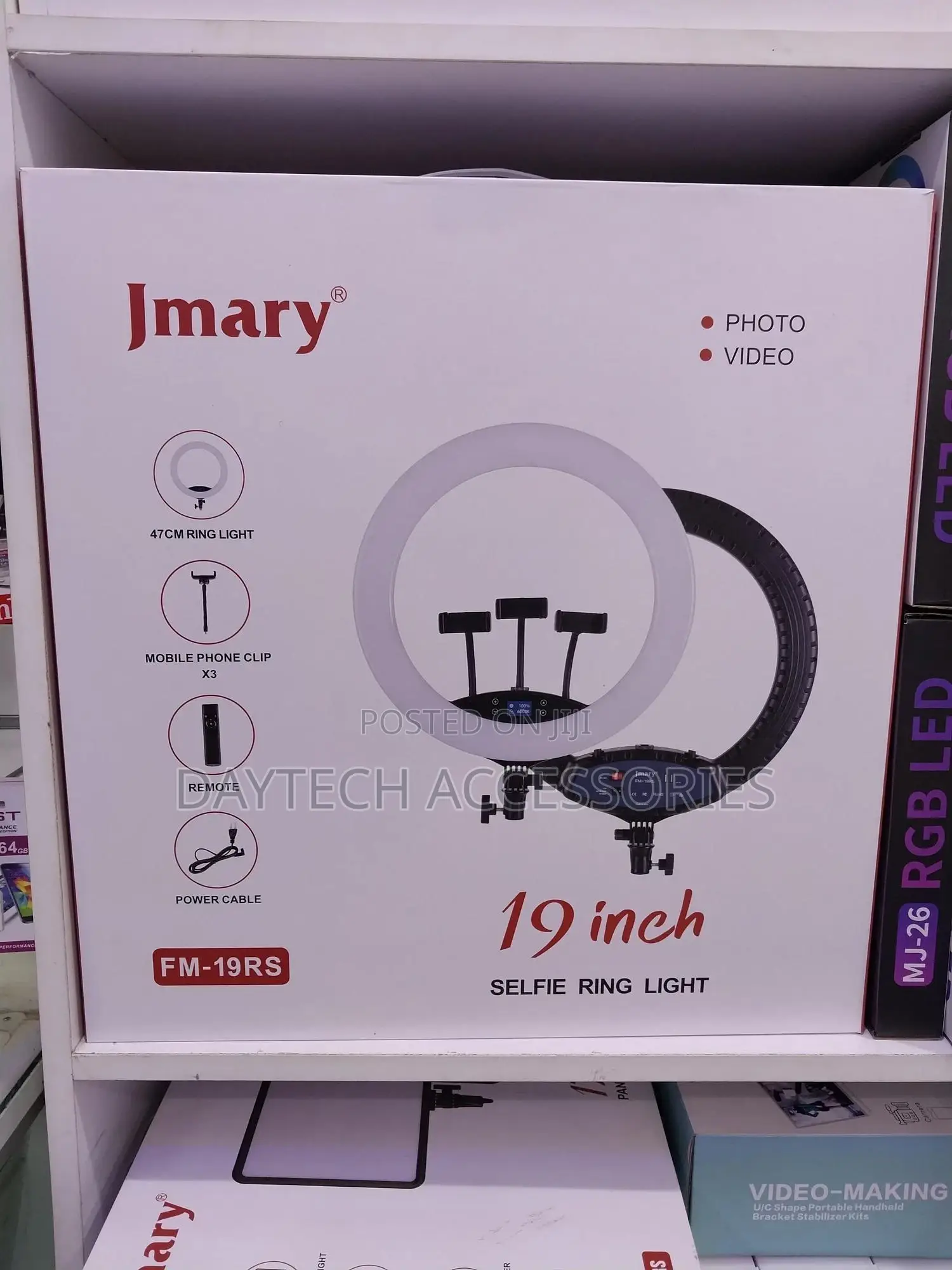 Jmary 19 Inch Selfie Ring Light With Remote + Stand