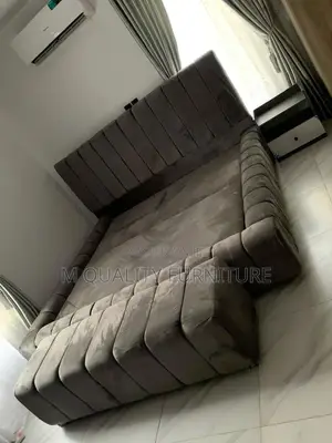 Dark Gray 5 by 6 Quality Bed With Ottoman