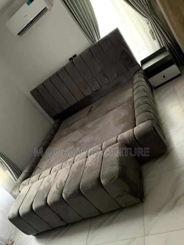 Dark Gray 5 by 6 Quality Bed With Ottoman