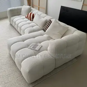 Pure White 6 Seater L Shaped Bubble Sofa