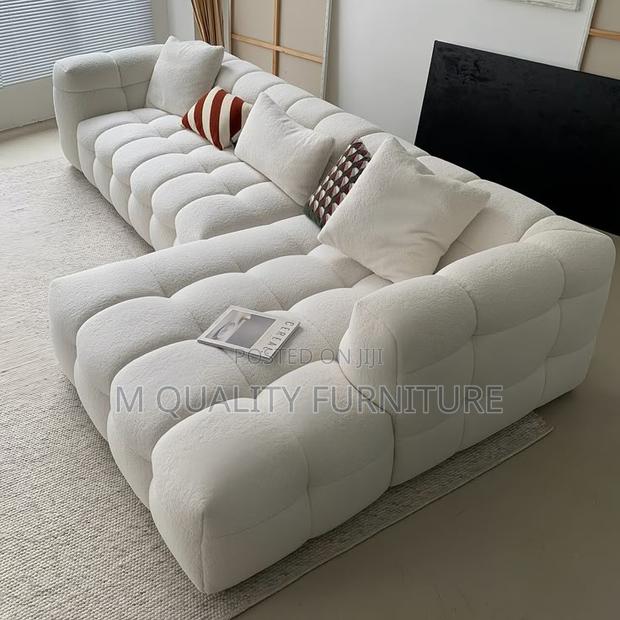 Pure White 6 Seater L Shaped Bubble Sofa