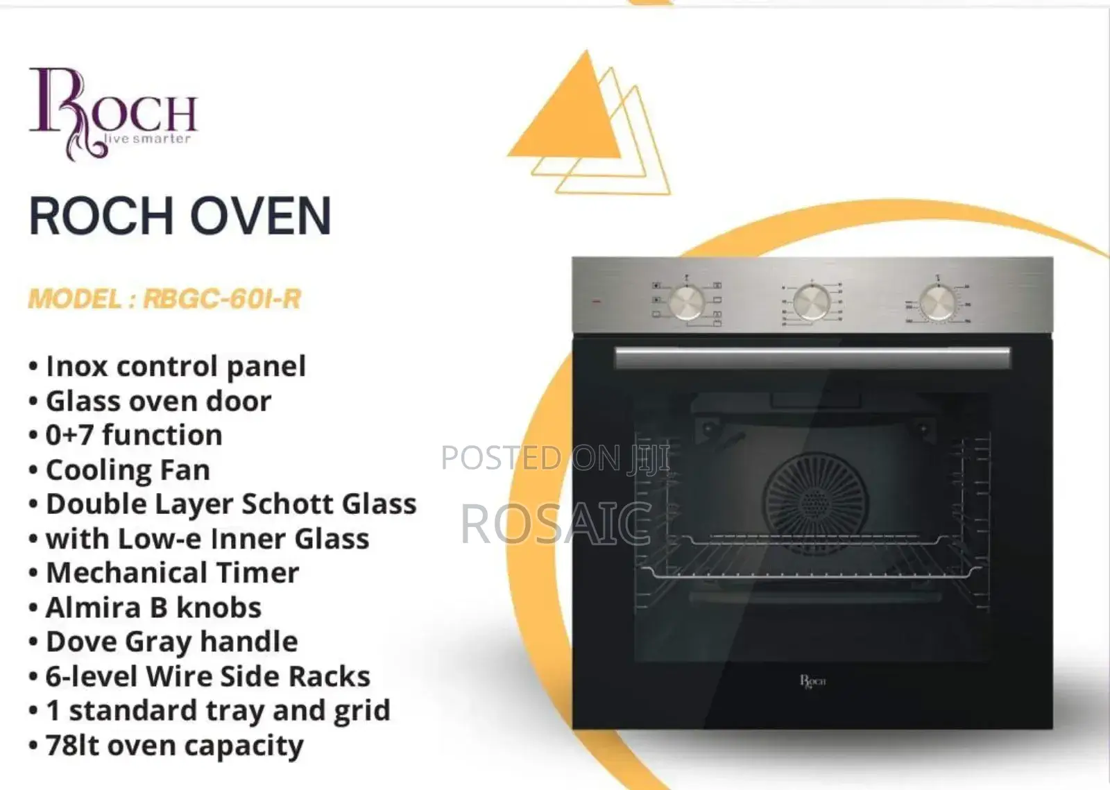 Roch Built in Oven 78l (Silver)