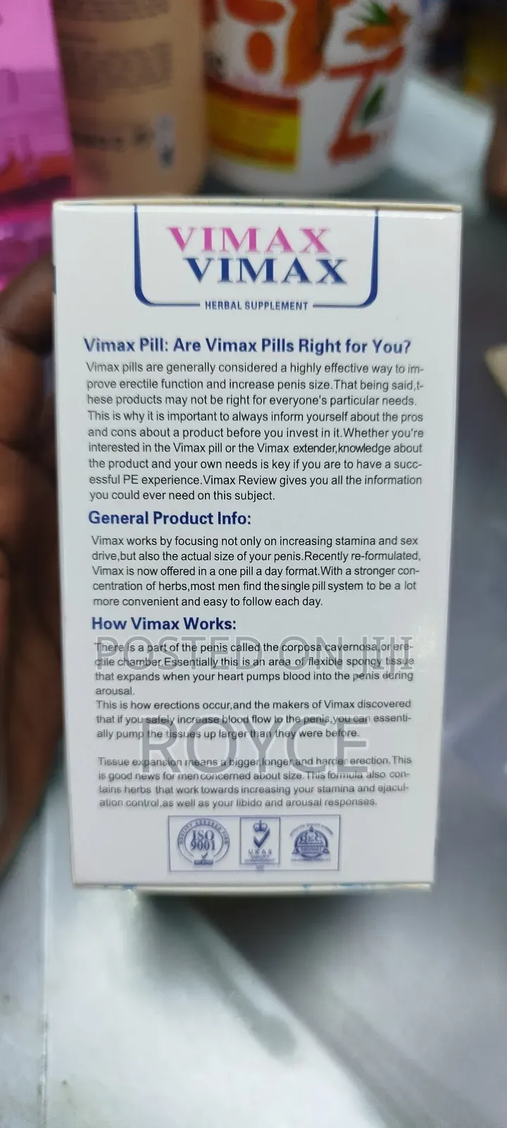 Vimax Herbal Supplement- Male Virility Enhancement