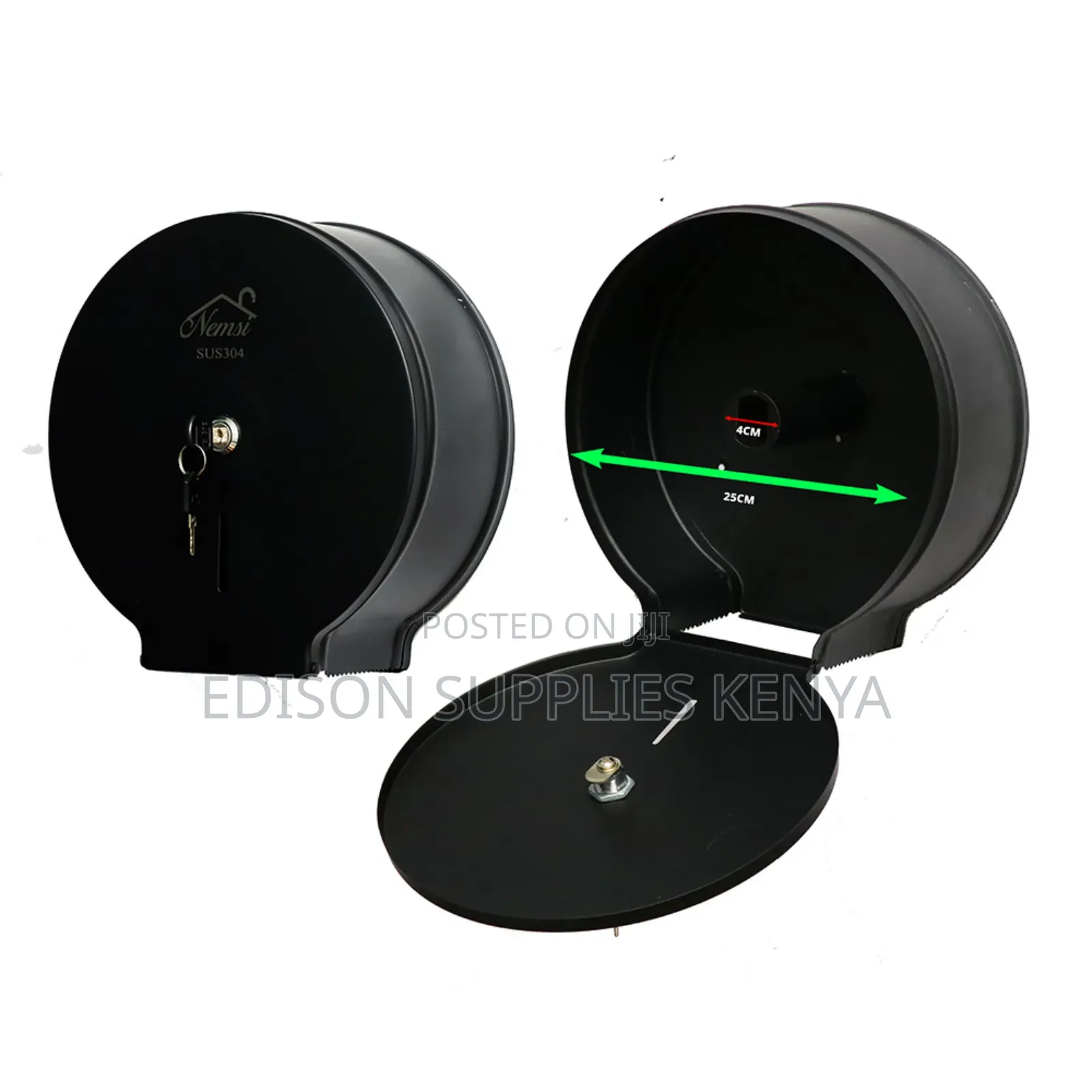 Tissue Dispenser Jumbo Black Metallic Lockable Tissue Holder