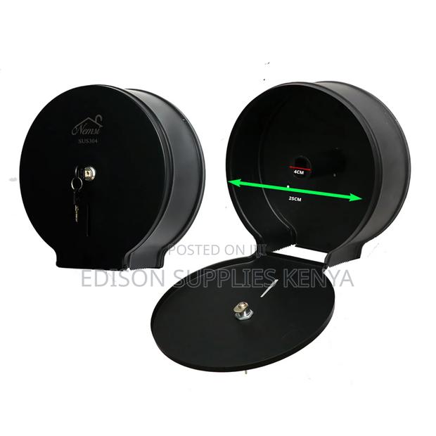 Tissue Dispenser Jumbo Black Metallic Lockable Tissue Holder - thumbnail 2