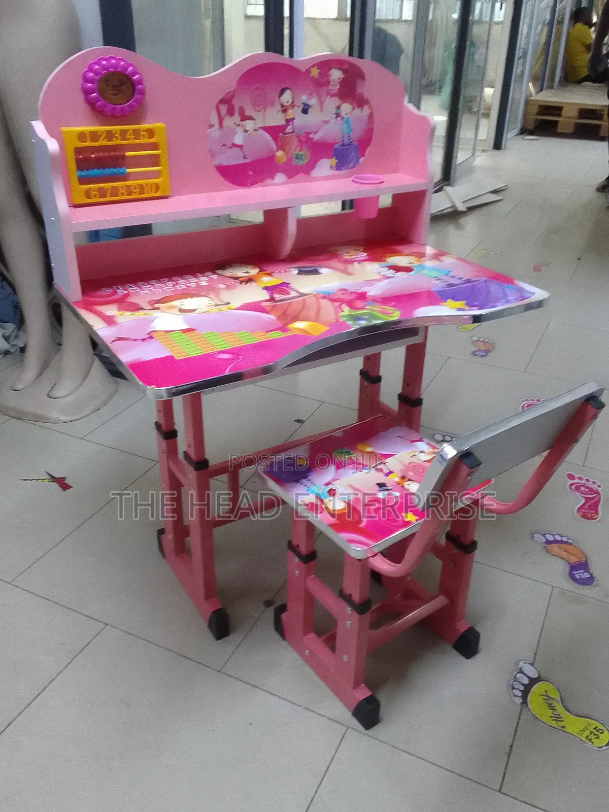Kids Study Desk, Girlish Design Color Pink
