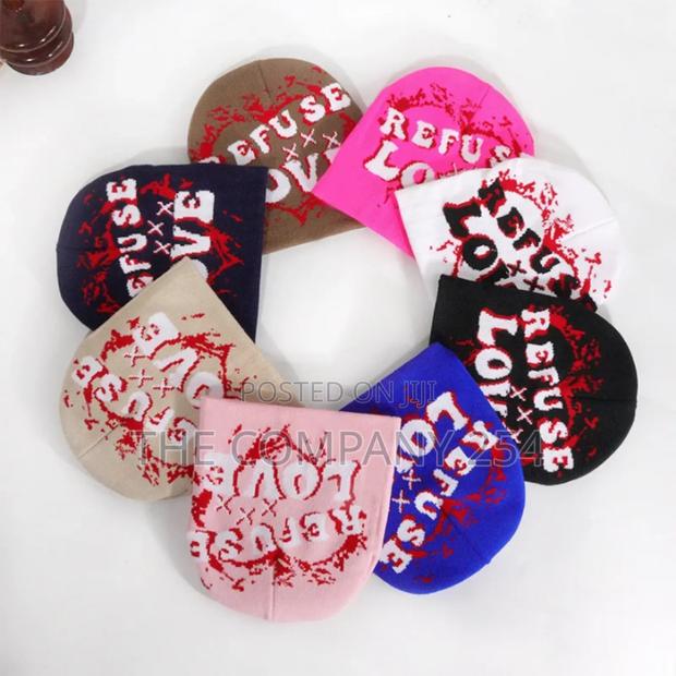 Refuse Love Beanie Skull Alphabet Love Jacquard Knitted Hat - main view
