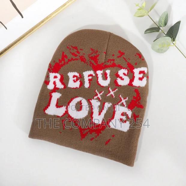 Refuse Love Beanie Skull Alphabet Love Jacquard Knitted Hat - thumbnail 7