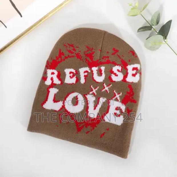 Refuse Love Beanie Skull Alphabet Love Jacquard Knitted Hat - thumbnail 9