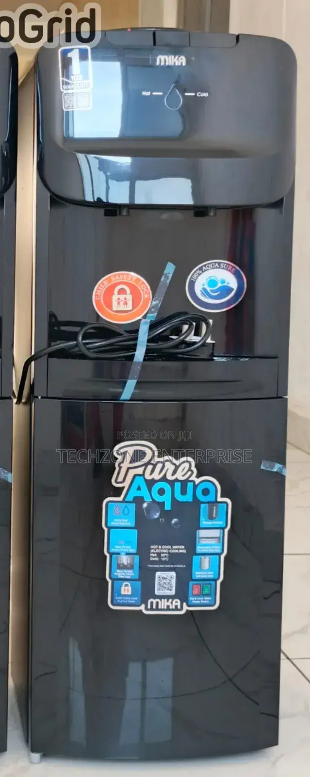 Black Mika Hot and Cold Water Dispenser Storage Cabinets