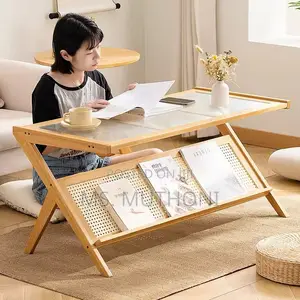 Modern Boho Coffee Table With Glass Top