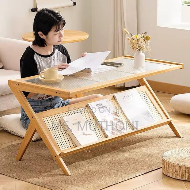 Modern Boho Coffee Table With Glass Top - thumbnail 2