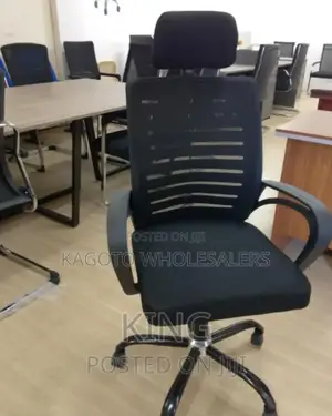 Black Adjustable Office Chair With Headrest