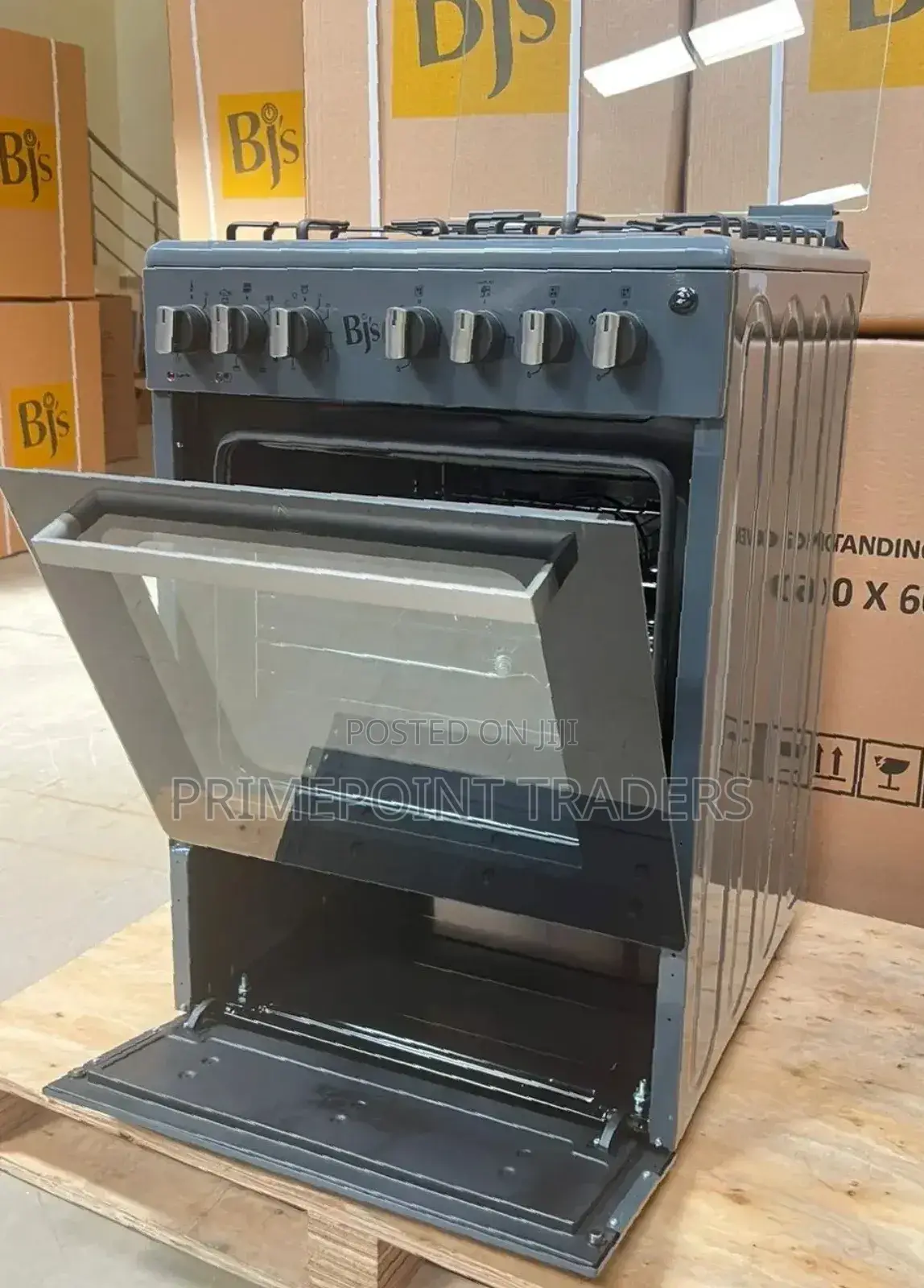 Grey BJS 60x60 3-Gas+1 Hot Plate/ Turbo-Fan - Electric Oven