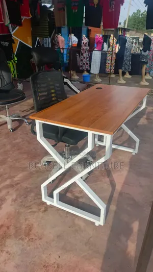 Metallic Office Desk and Adjustable Headrest Office Chair