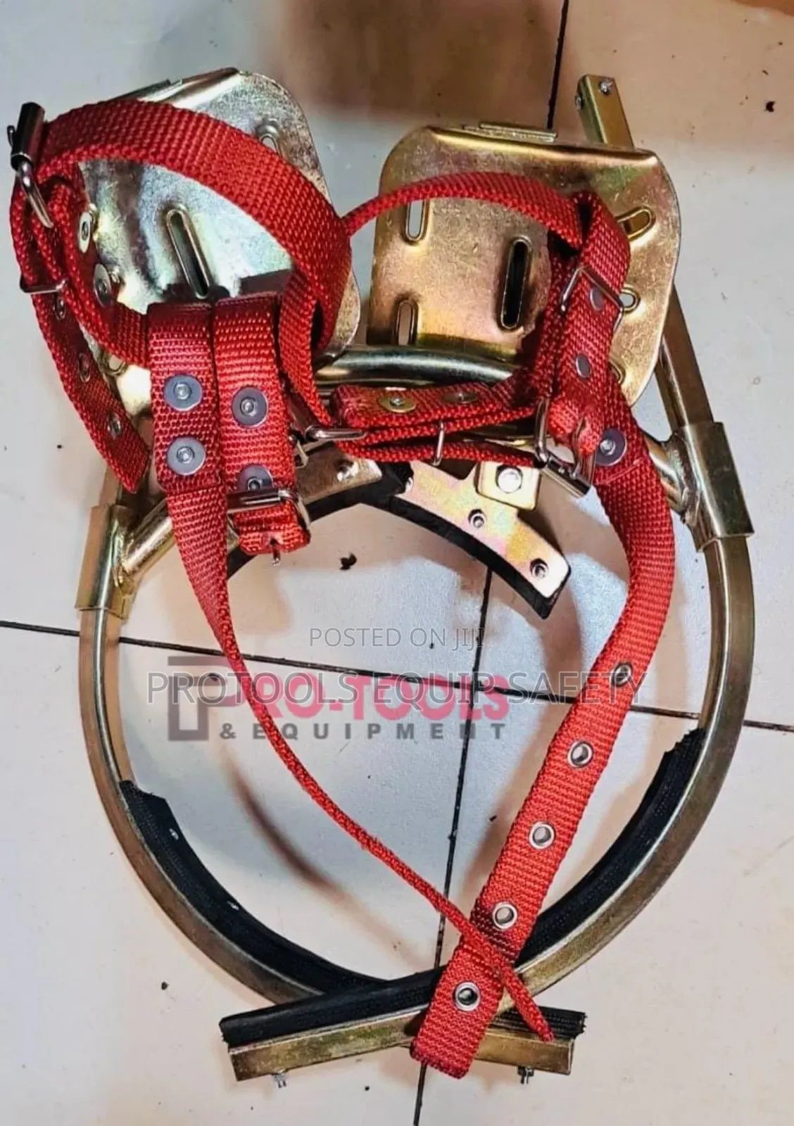 Concrete Climbers With Red Straps