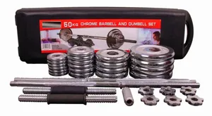 50kg Chrome Barbell and Dumbbell Set.