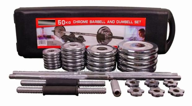 50kg Chrome Barbell and Dumbbell Set. - main view