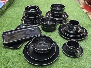 Black Elegant European Porcelain 32pcs Dinner Set