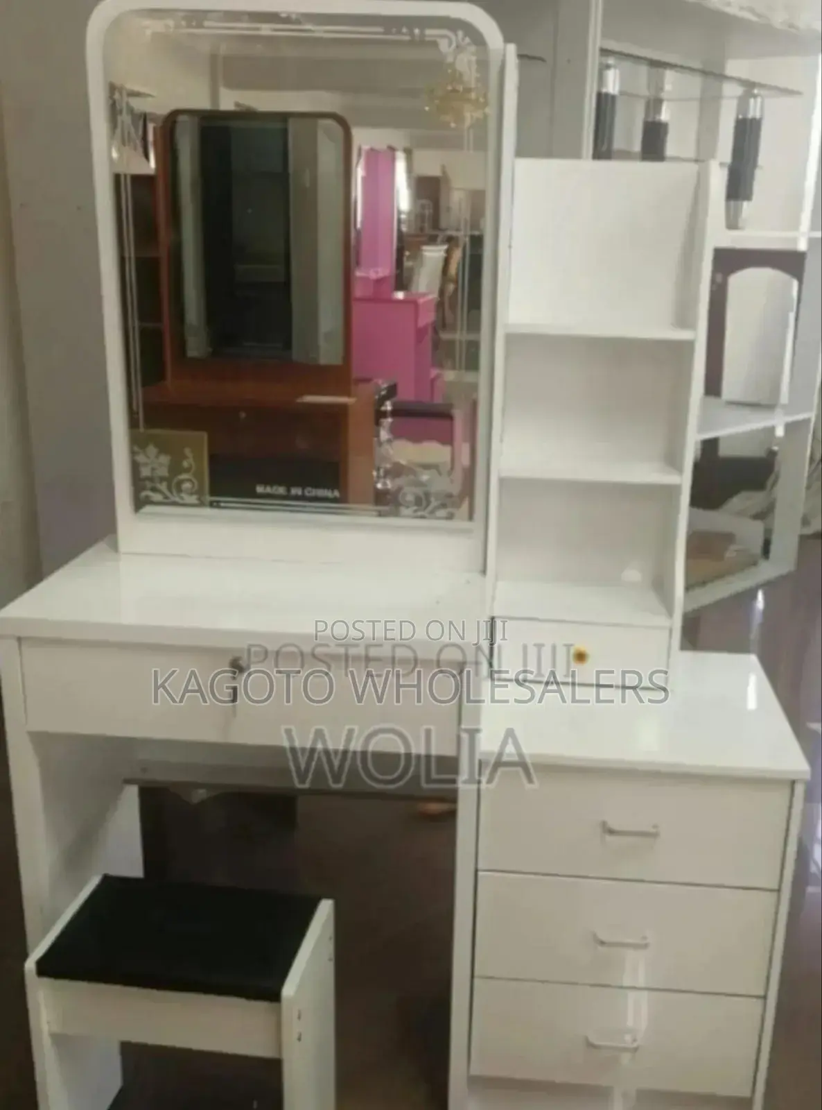 White Dressing Table With Sliding Mirrors