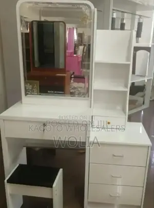 White Dressing Table With Sliding Mirrors