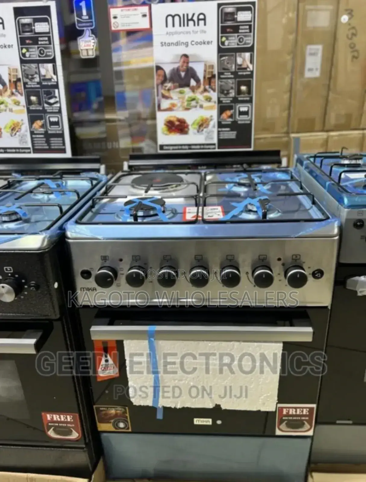 Siver Mika 60by60 Standing Cooker. 3gas 1electric Plate Oven