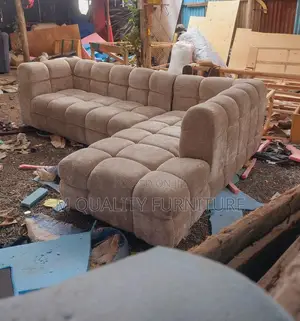 Beige 6 Seater Sofa With Back Permanent
