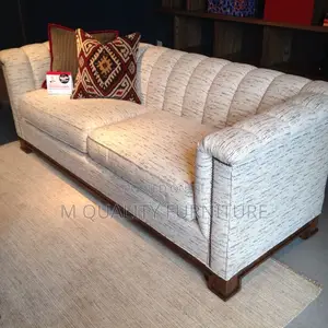 Gray White 3 Seater Modern Sofa With Back Permanent