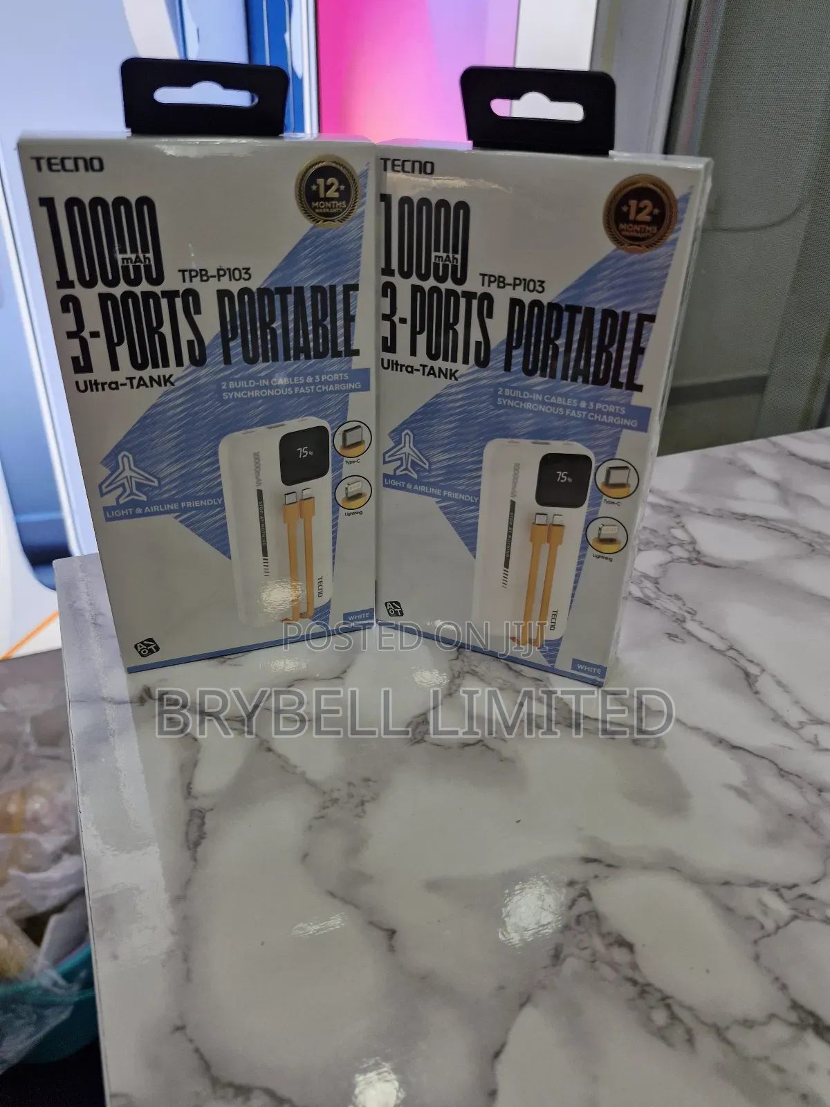 10,000 Mah 3 Ports Tecno Portable Powerbank