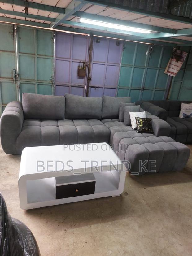 Black Contemporary 6 Seater Bubble L Seat Sofa Set - thumbnail 2