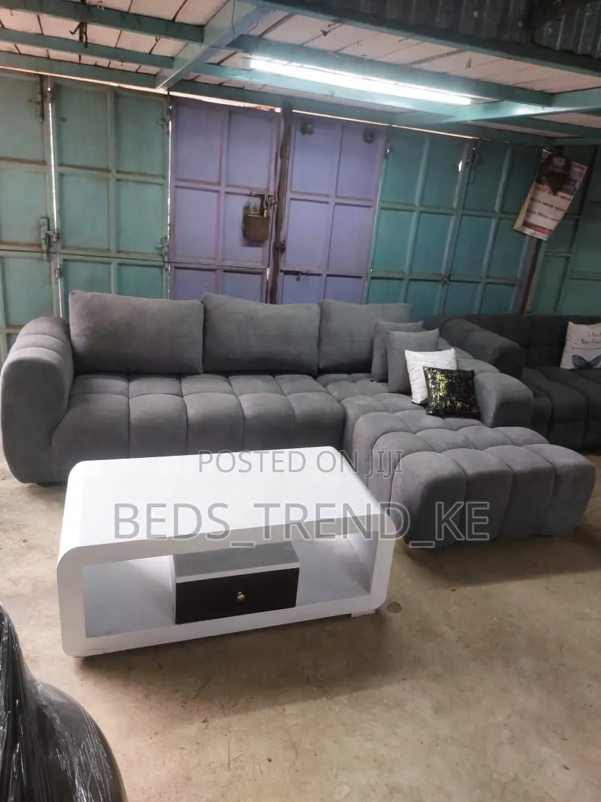 Black Contemporary 6 Seater Bubble L Seat Sofa Set